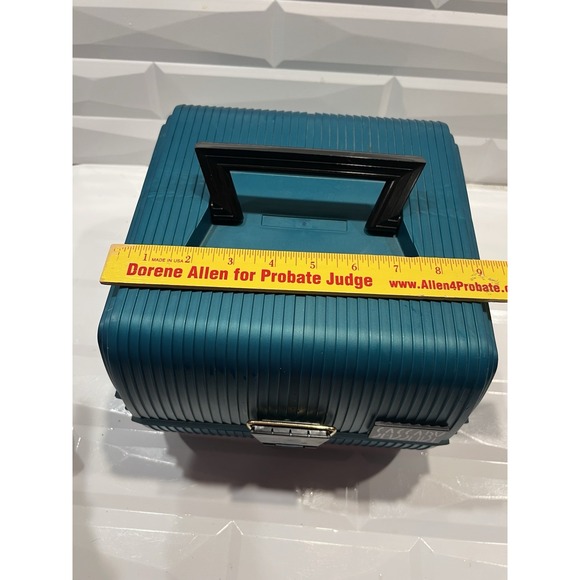 Vintage Sassaby Mirrored Electric Teal Makeup Organizer Case Deluxe‎ Extension - Picture 3 of 10